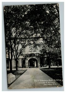 Vintage 1910's Postcard Front Entrance University of Michigan Ann Arbor Michigan