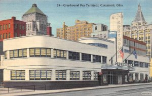 Cincinnati, OH Ohio  GREYHOUND BUS TERMINAL~Station   ca1940's Linen Postcard