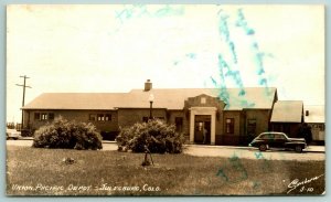 Julesburg CO Old-Fashioned Hand Water Pump~Union Pacific Railway Depot RPPC 1954