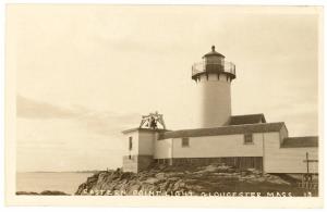 Gloucester MA Eastern Point Lighthouse Closeup RPPC Real Photo Postcard