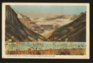 Postmarked 1943 Cal&Van RPO Lake Louise Victoria Glacier Banff Linen Postcard