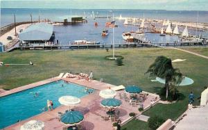 Boats Houston Yacht Club Texas Pool 1950s Postcard Morse Colorpicture 2289