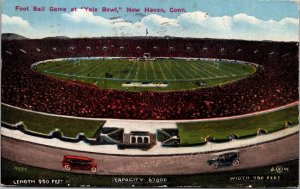 Postcard Football Game at Yale Bowl in New Haven, Connecticut