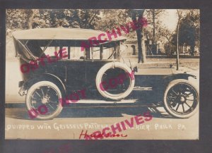 Philadelphia PENNSYLVANIA RPPC c1920 ADVERTISING Car HUDSON Geissel's Converter