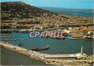 Modern Postcard Sete (Herault) An Island singular By Plane Fishing Port Top a...