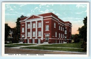 LINDSBORG, Kansas KS ~ TRINITY M.E. CHURCH c1920s McPherson County  Postcard