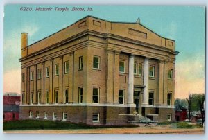 Boone Iowa IA Postcard Masonic Temple Building Exterior Scene c1910's Antique