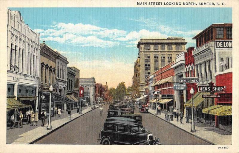 Sumter South Carolina Main Street Scene Historic Bldgs Antique Postcard K93558