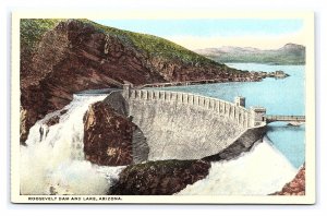 Postcard Roosevelt Dam And Lake Arizona Aerial View