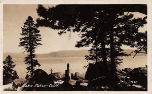 F20/ Lake Tahoe California Postcard RPPC 1942 Shore Line View Trees 2