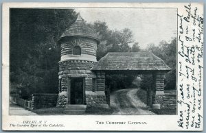 DELHI NY THE CEMETERY 1907 UNDIVIDED ANTIQUE POSTCARD