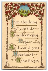 c1910's Thanksgiving Greetings House Scene Embossed Boston MA Tuck's Postcard