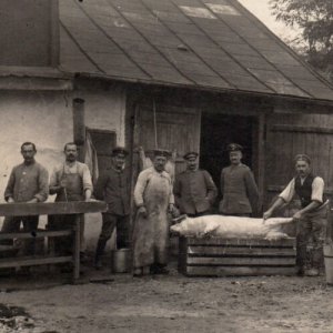 RPPC WWI German Soldiers Army Butchers Real Photo Postcard RPPC