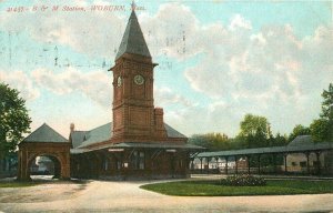 Woburn Massachusetts B&W Railroad Station #21457 Depot C-1910 Postcard 21-10011