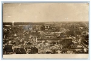 1910 Birds Eye View High School Residence New Richmond WI RPPC Photo Postcard