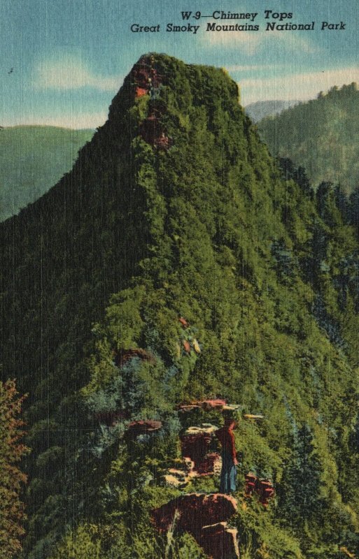 Vintage Postcard Chimney Tops Great Smoky Mountains National Park Tennessee TN 