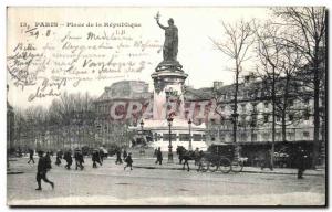 Old Postcard Paris Place de la Republique