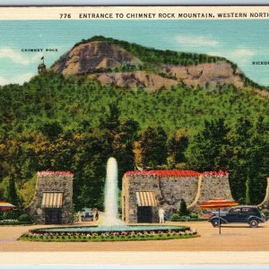 1935 Western N.C Entrance Chimney Rock Mountain Stone Wall Fountain Hickory A226