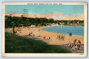 Onset Massachusetts MA Postcard Bathing Beach Showing Pier 1939 Vintage Antique