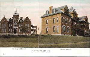 Peterborough Ontario St. Joseph's Hospital Nicholl's Hospital c1908 Postcard F50