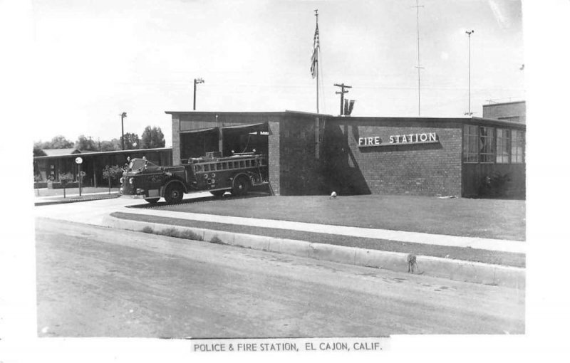 El Cajon California Police and Fire Station Real Photo Vintage Postcard JI658311