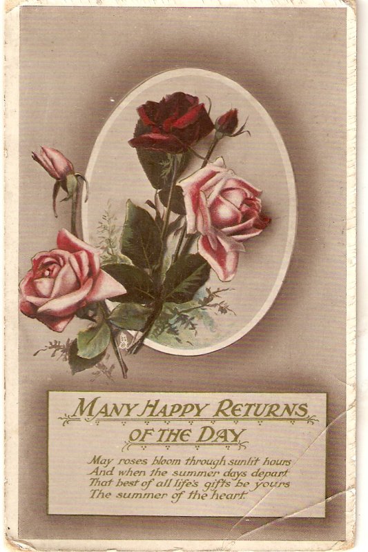 Beautiful roses Tuck Birthday Series PC # 2307