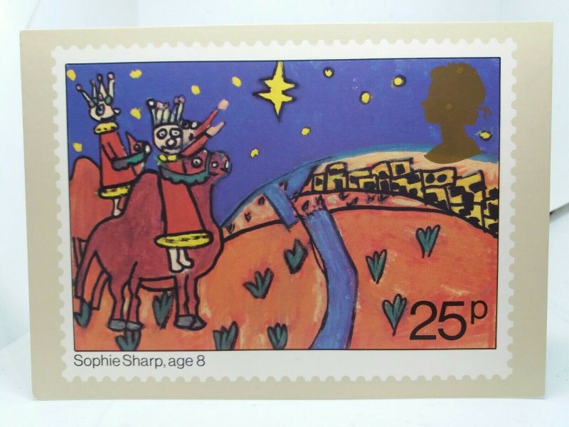 Post Office 25p Stamp Postcard Xmas 1981 Three Kings Bethlehem by Sophie Sharp