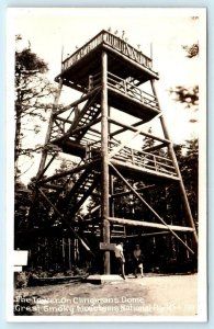 RPPC  TOWER at CLINGMANS DOME Great Smoky Mountains National Park 1940s Postcard