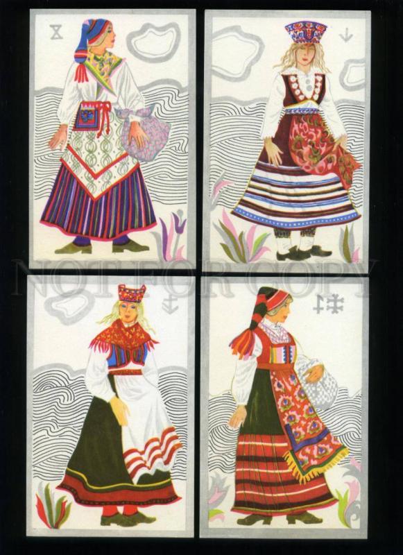 166111 ESTONIA National Costumes by TOLLI 12 old postcards