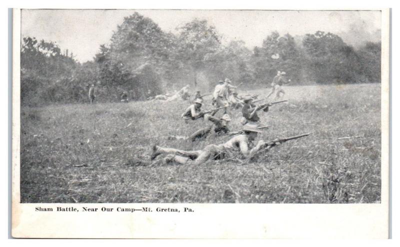 WWI-Era Sham Battle, Mt. Gretna, PA Postcard