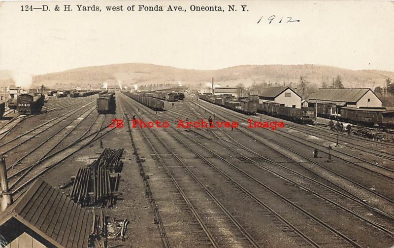 NY, Oneonta, New York, RPPC, Delaware  & Hudson Railroad Yards, 1912 PM, Photo