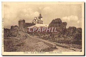 Postcard Old Brehat Island Lighthouse Peacock