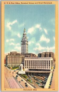 Cleveland Ohio OH, U.S. Post Office Building Terminal Group, Hotel, Postcard