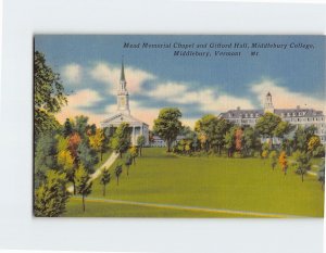Postcard Mead Memorial Chapel and Gifford Hall, Middlebury College, Vermont 