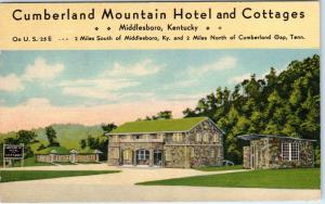 MIDDLESBORO, KY Kentucky  CUMBERLAND MT HOTEL  c1940s   Roadside Linen  Postcard