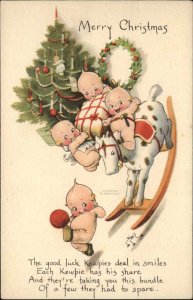 Rose O'Neill Christmas Kewpies on Rocking Horse Gibson Vintage Postcard