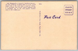 Vtg Missouri MO Lake Wappapello Southeast 1940s View Old Linen Unused Postcard