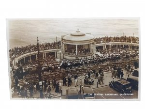 Band Playing At The Central Bandstand Eastbourne Sussex Vintage RP Postcard