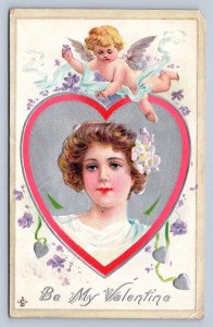 J93/ Valentine's Day Love Holiday Postcard c1910 Cupid Hearts 512