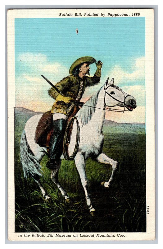 Buffalo Bill Painted By Pappacena 1889 Museum Lookout Mountain Colorado Postcard 