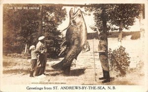 RPPC  ST. ANDREWS BY THE SEA CANADA FISHING EXAGGERATION REAL PHOTO POSTCARD