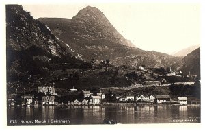 RPPC Postcard Norge Merok Geiranger Western Norwegian Village on the Water