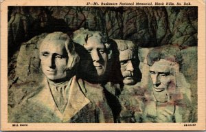 Vtg 1940s Mt Rushmore National Memorial Black Hills South Dakota SD Postcard