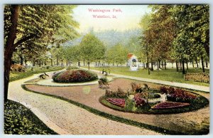 c1910s Waterloo, IA Washington Park West Trail PC Landscaping Flower Bench A275