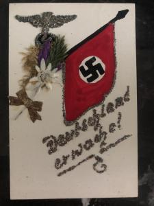 Mint Germany hand Painted Postcard rare 1932 NAZI Flag