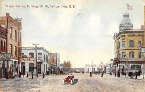 Watertown South Dakota Maple Street Looking North Antique Postcard J55858