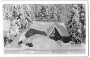 RPPC Gateway Motel, Truckee, Nevada County, CA Donner Tahoe 1962 Postcard