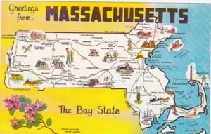 Greetings From Massachusetts With Map