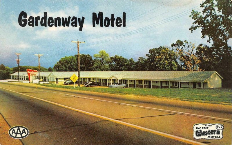 ROBERTSVILLE, MO Missouri GARDENWAY MOTEL  Roadside~Route 66~50's Cars Postcard