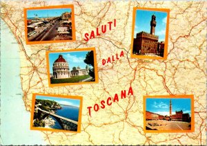 Greetings from Toscana Saluti Dalla Italy Postcard Multi View Cecami UNP